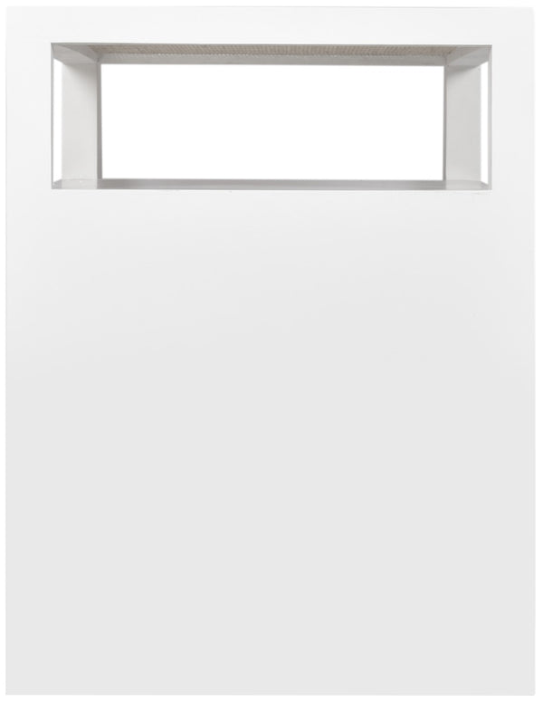 Cambria Natural Cane / Engineered Wood / Metal Mid Century White Night Stand - 26" W x 18" D x 24" H