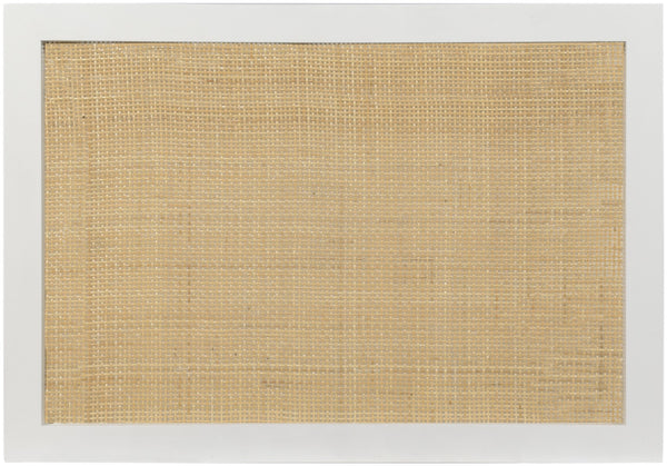 Cambria Natural Cane / Engineered Wood / Metal Mid Century White Night Stand - 26" W x 18" D x 24" H