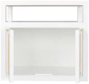 Cambria Natural Cane / Engineered Wood / Metal Mid Century White Night Stand - 26" W x 18" D x 24" H