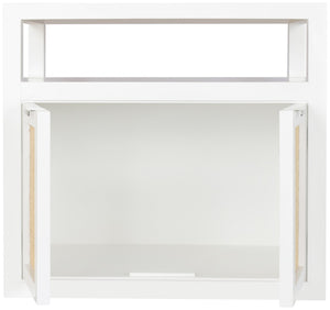 Cambria Natural Cane / Engineered Wood / Metal Mid Century White Night Stand - 26" W x 18" D x 24" H