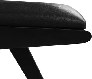 Abby Faux Leather / Mango Wood / Natural Cane / Foam Mid Century Black Faux Leather Dining Arm Chair - 21" W x 22.5" D x 32" H