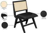 Abby Faux Leather / Mango Wood / Natural Cane / Foam Mid Century Black Faux Leather Dining Side Chair - 21" W x 22.5" D x 32" H