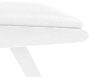 Abby Faux Leather / Mango Wood / Natural Cane / Foam Mid Century White Faux Leather Dining Arm Chair - 21" W x 22.5" D x 32" H