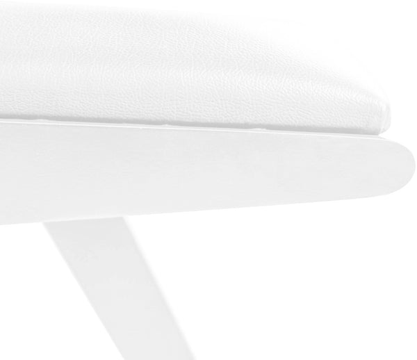 Abby Faux Leather / Mango Wood / Natural Cane / Foam Mid Century White Faux Leather Dining Arm Chair - 21" W x 22.5" D x 32" H