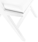 Abby Faux Leather / Mango Wood / Natural Cane / Foam Mid Century White Faux Leather Dining Arm Chair - 21" W x 22.5" D x 32" H