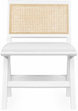 Abby Faux Leather / Mango Wood / Natural Cane / Foam Mid Century White Faux Leather Dining Side Chair - 21" W x 22.5" D x 32" H