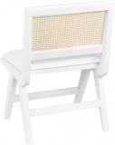 Abby Faux Leather / Mango Wood / Natural Cane / Foam Mid Century White Faux Leather Dining Side Chair - 21" W x 22.5" D x 32" H
