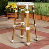 Baxton Studio Joelle Classic French Indoor and Outdoor Grey and White Bamboo Style Stackable Bistro Bar Stool 