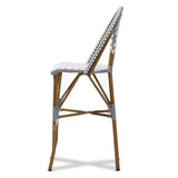 Baxton Studio Ilene Classic French Indoor and Outdoor Grey and White Bamboo Style Stackable Bistro Bar Stool 