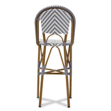 Baxton Studio Ilene Classic French Indoor and Outdoor Grey and White Bamboo Style Stackable Bistro Bar Stool 