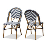 Celie Classic French Indoor and Outdoor Grey and White Bamboo Style Stackable Bistro Dining Chair Set of 2