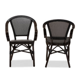 Baxton Studio Artus Classic French Indoor and Outdoor Black Bamboo Style Stackable Bistro Dining Chair Set of 2