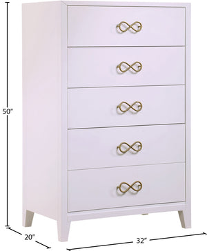 Bowtie Rubberwood / Metal Contemporary Pink / Gold Chest - 32" W x 20" D x 50" H