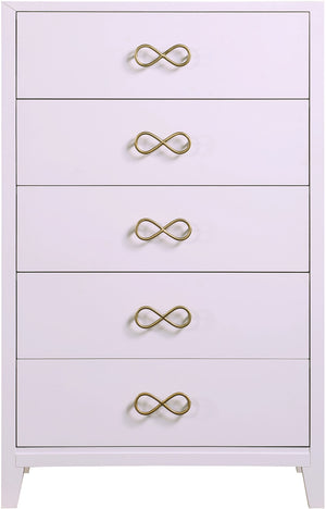 Bowtie Rubberwood / Metal Contemporary Pink / Gold Chest - 32" W x 20" D x 50" H