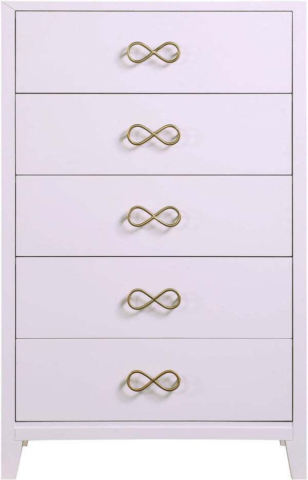 Bowtie Rubberwood / Metal Contemporary Pink / Gold Chest - 32" W x 20" D x 50" H