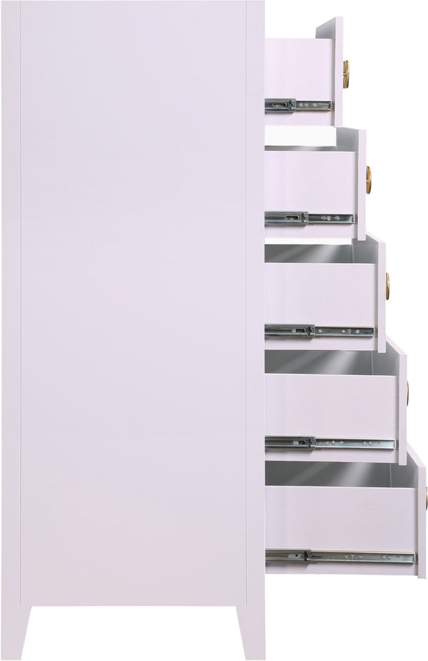 Bowtie Rubberwood / Metal Contemporary Pink / Gold Chest - 32" W x 20" D x 50" H