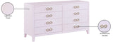 Bowtie Rubberwood / Metal Contemporary Pink / Gold Dresser - 60" W x 20" D x 32.5" H