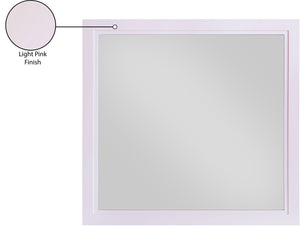 Bowtie Glass / Rubberwood Contemporary Pink / Gold Mirror - 40" W x 38" D x 1.5" H