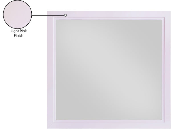 Bowtie Glass / Rubberwood Contemporary Pink / Gold Mirror - 40" W x 38" D x 1.5" H