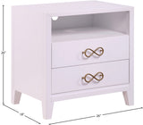 Bowtie Rubberwood / Metal Contemporary Pink / Gold Night Stand - 26" W x 18" D x 26" H
