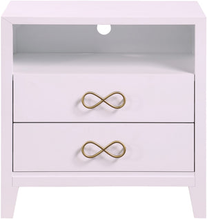 Bowtie Rubberwood / Metal Contemporary Pink / Gold Night Stand - 26" W x 18" D x 26" H