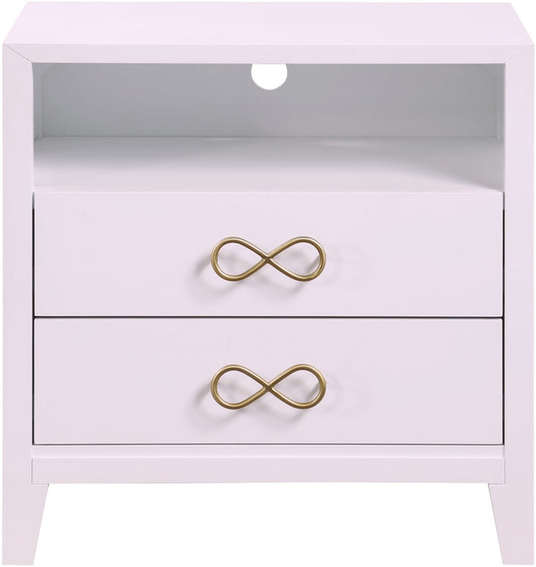 Bowtie Rubberwood / Metal Contemporary Pink / Gold Night Stand - 26" W x 18" D x 26" H