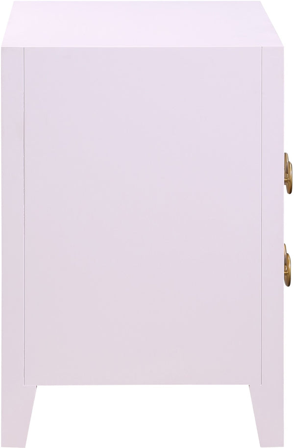Bowtie Rubberwood / Metal Contemporary Pink / Gold Night Stand - 26" W x 18" D x 26" H
