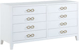 Bowtie Rubberwood / Metal Contemporary White / Gold Dresser - 60" W x 20" D x 32.5" H