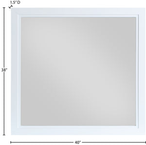 Bowtie Glass / Rubberwood Contemporary White / Gold Mirror - 40" W x 38" D x 1.5" H