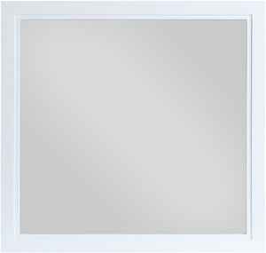 Bowtie Glass / Rubberwood Contemporary White / Gold Mirror - 40" W x 38" D x 1.5" H