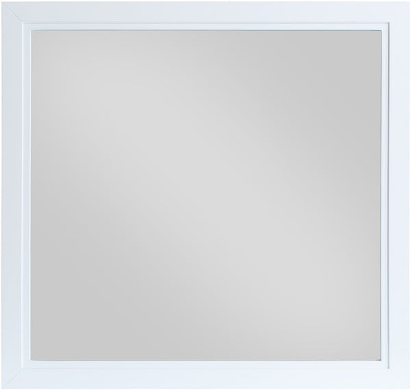 Bowtie Glass / Rubberwood Contemporary White / Gold Mirror - 40" W x 38" D x 1.5" H