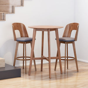 Zuo Modern Anton 100% Polyester, MDF, Rubberwood Scandinavian Commercial Grade Barstool Set - Set of 2 Walnut, Dark Gray 100% Polyester, MDF, Rubberwood