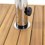 Noble House Ralph Outdoor 49lb Acacia Wood Square Umbrella Base with Stainless Steel Tube, Teak