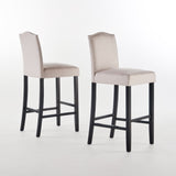 Darren Contemporary Upholstered Barstools with Nailhead Trim, Wheat and Walnut Noble House