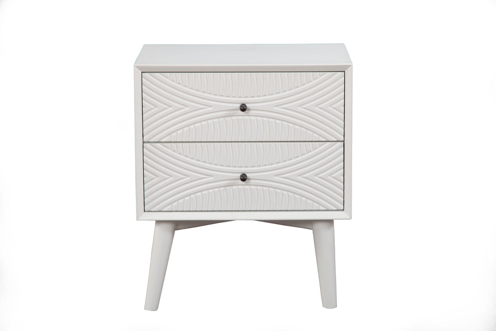 Alpine Furniture Tranquility Nightstand, White 1867-02 White Mahogany Solids & Veneer 22 x 16 x 26