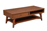 Alpine Furniture Flynn Coffee Table, Acorn 966-61 Acorn Mahogany Solids & Okoume Veneer 48 x 22 x 17.5