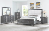 Alpine Furniture Lorraine Standard King Storage Footboard Platform Bed, Dark Grey 8171-07EK Dark Grey Pine Solids & Mindy Veneer 81 x 82 x 67