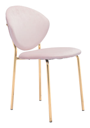 Zuo Modern Clyde 100% Polyester, Plywood, Steel Modern Commercial Grade Dining Chair Set - Set of 2 Pink, Gold 100% Polyester, Plywood, Steel