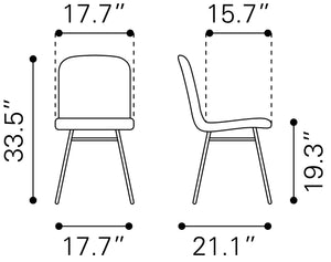 Zuo Modern Var 100% Polyurethane, Plywood, Steel Modern Commercial Grade Dining Chair Set - Set of 2 Gray, Black, Gold 100% Polyurethane, Plywood, Steel