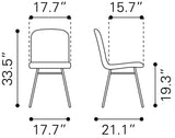 Zuo Modern Var 100% Polyurethane, Plywood, Steel Modern Commercial Grade Dining Chair Set - Set of 2 Gray, Black, Gold 100% Polyurethane, Plywood, Steel