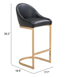 English Elm EE2773 100% Polyurethane, Plywood, Steel Modern Commercial Grade Bar Chair Black, Gold 100% Polyurethane, Plywood, Steel