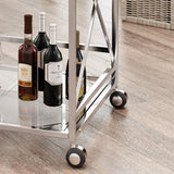 Ignatius Industrial Modern Iron and Glass Bar Cart, Silver Noble House