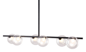 Zuo Modern Keyoz Steel, Glass Modern Commercial Grade Ceiling Lamp Black, Clear Steel, Glass