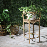 Sagebrook Home Contemporary 26"h Metal/wicker Planter Stand, Brown 16312 Brown Iron