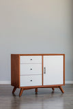 Alpine Furniture Flynn Accent Cabinet, Acorn/White 999-14 Acorn & White Mahogany Solids & Okoume Veneer 40 x 19 x 32
