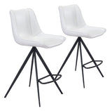 English Elm EE2649 100% Polyurethane, Plywood, Steel Modern Commercial Grade Counter Chair Set - Set of 2 White, Black 100% Polyurethane, Plywood, Steel