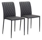 English Elm EE2753 100% Polyurethane, Plywood, Steel Modern Commercial Grade Dining Chair Set - Set of 2 Black 100% Polyurethane, Plywood, Steel