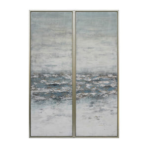 Sagebrook Home Contemporary 62x22, Set of 2 - , Oil Painting, Multi 70062 Multi Wood