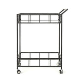 Falon Indoor Modern Bar Cart with Tempered Glass, Black Noble House