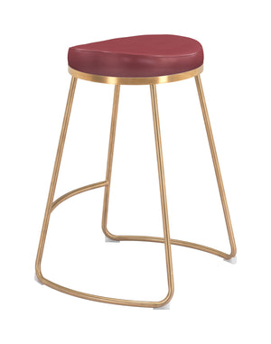 Zuo Modern Bree 100% Polyurethane, Plywood, Stainless Steel Modern Commercial Grade Counter Stool Set - Set of 2 Burgundy, Gold 100% Polyurethane, Plywood, Stainless Steel